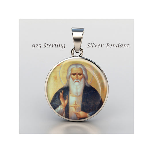 Saint Seraphim Of Sarov Catholic sterling silver 925 Christian Medal Patron image 0