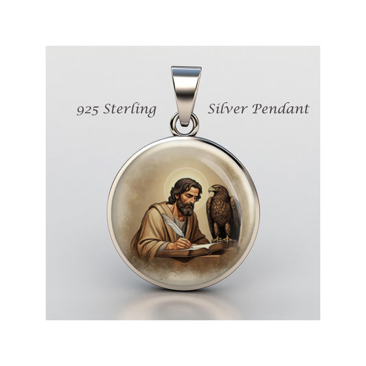 Saint John The Apostle Religious Christian sterling silver 925 Christian Medal Patron