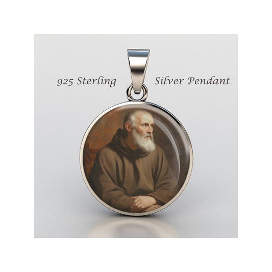 Saint Leopold Mandi Catholic sterling silver 925 Christian Medal Patron Pendant image 0