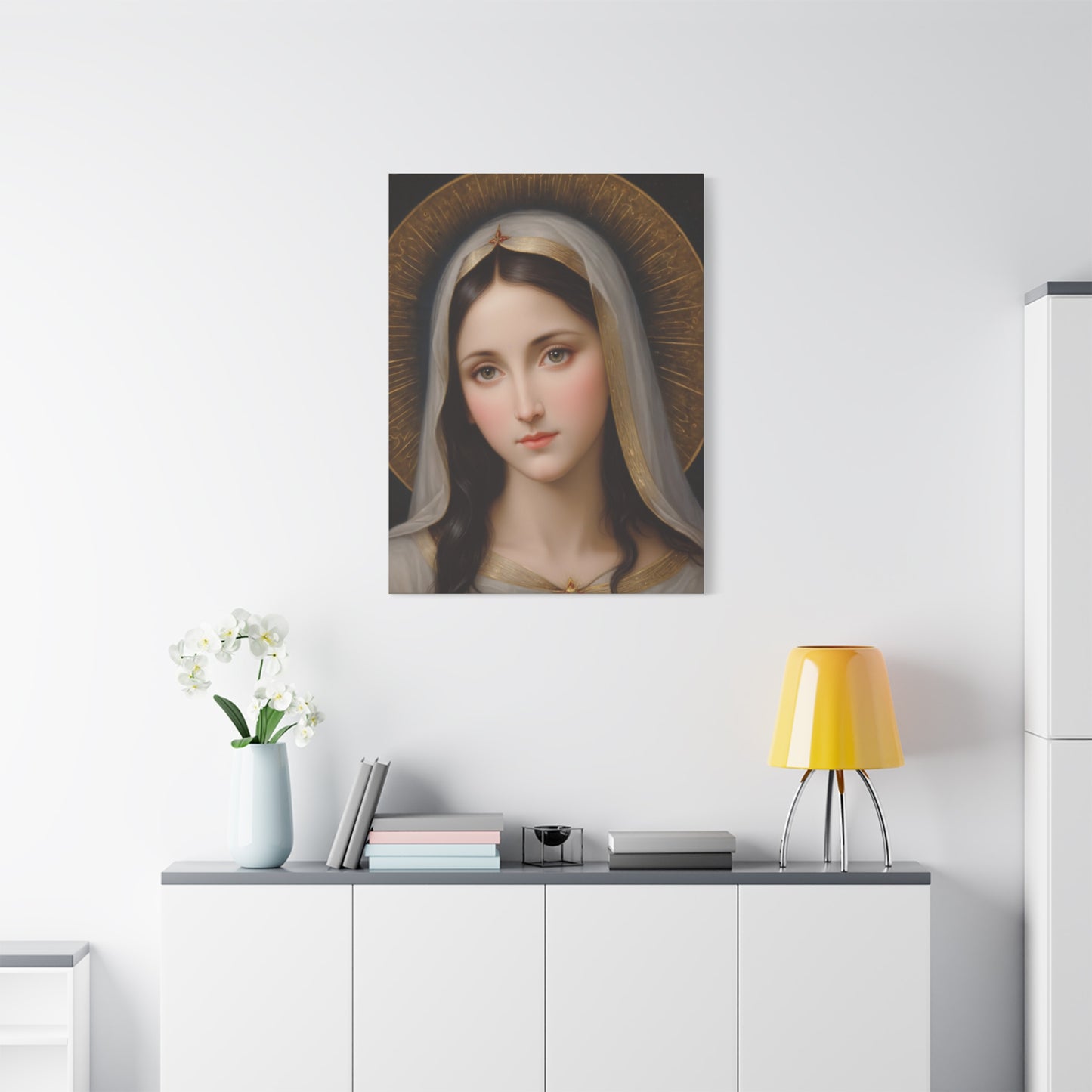 Our Blessed Lady Holy Mary Catholic Canvas Wall Art, Christian Decor