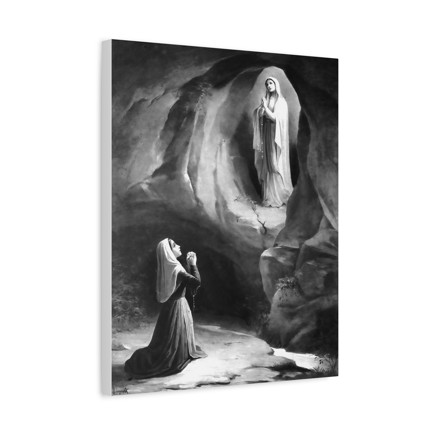 Ready to Hang - Our Lady of Lourdes St. Bernadette Soubirous Catholic Canvas Wall Art, Christian Decor