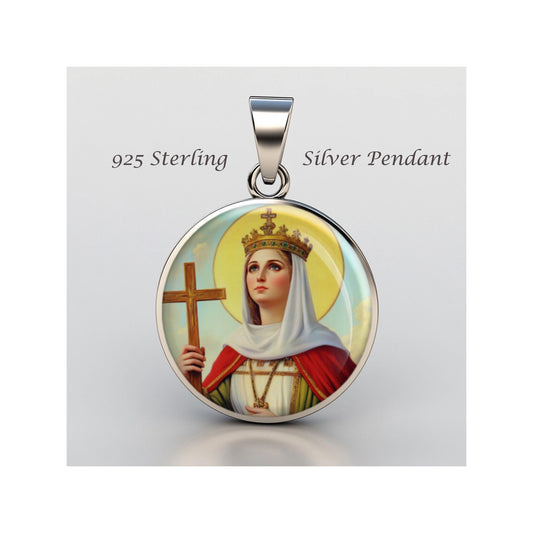 Saint Helena Religious Devotional sterling silver 925 Christian Medal Patron Pendant