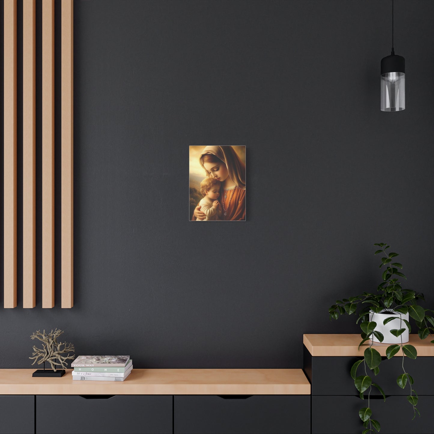 Mother Mary and Baby Jesus Catholic Canvas Wall Art, Christian Decor
