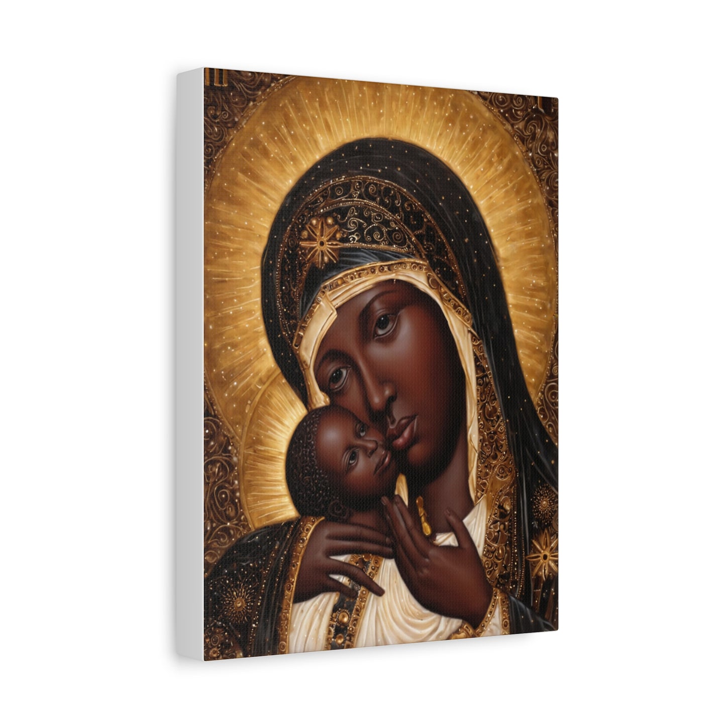 Black Madonna African Mother Mary Catholic Canvas Wall Art, Christian Decor