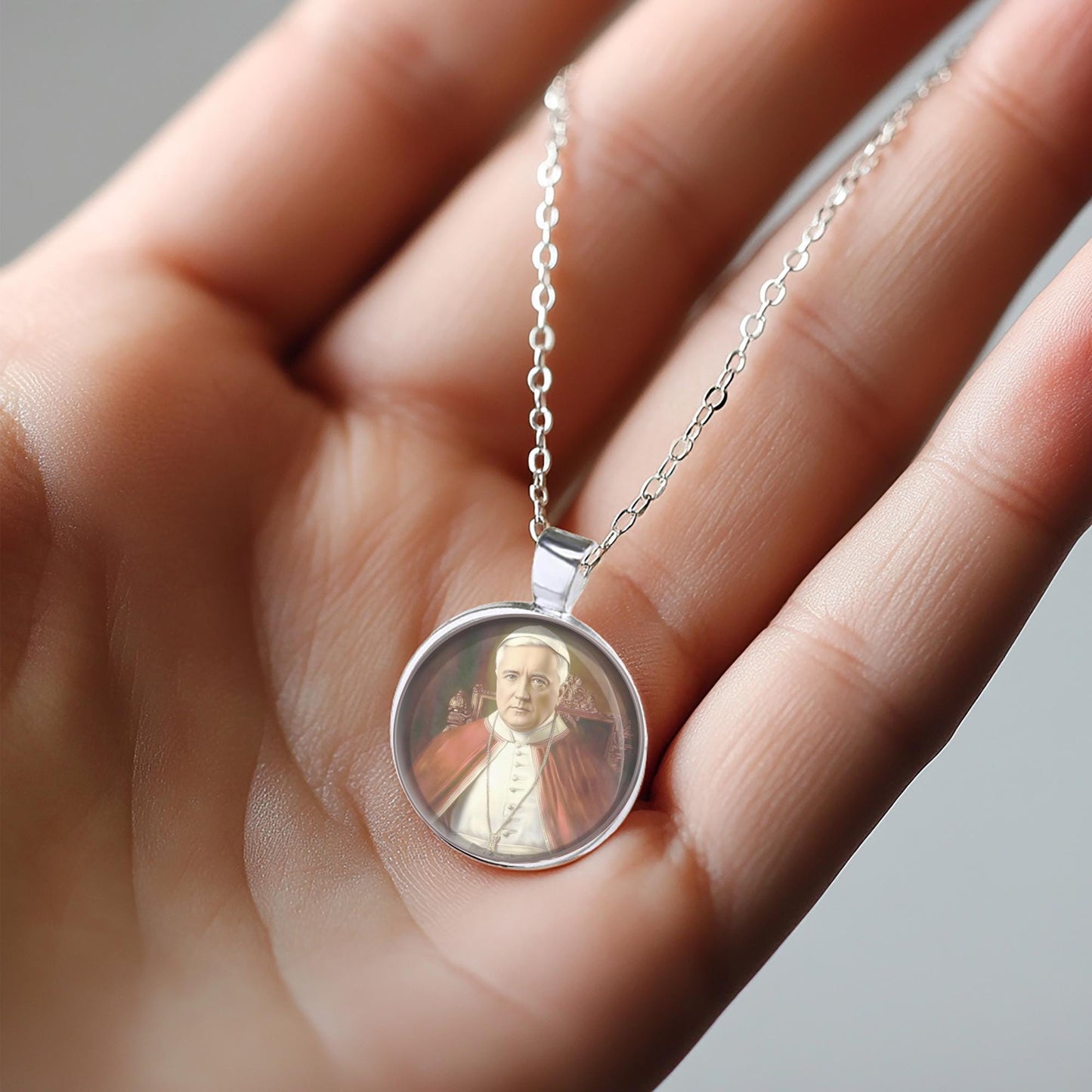 St. Pope Pius X Catholic Christian Medal Pendant Necklace
