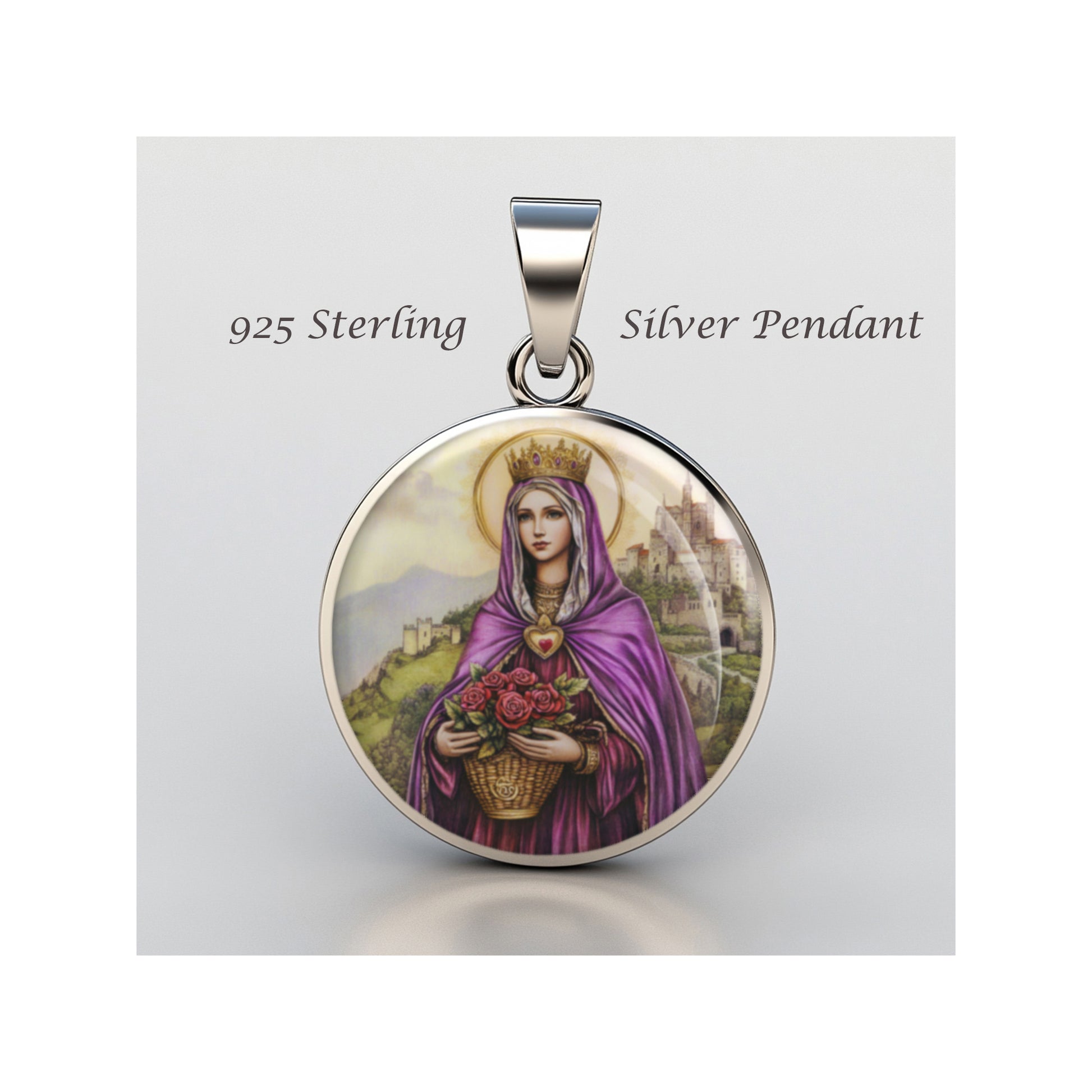 Saint Elizabeth Of Hungary Catholic sterling silver 925 Christian Medal Patron image 0