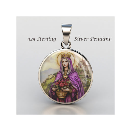 Saint Elizabeth Of Hungary Catholic sterling silver 925 Christian Medal Patron image 0
