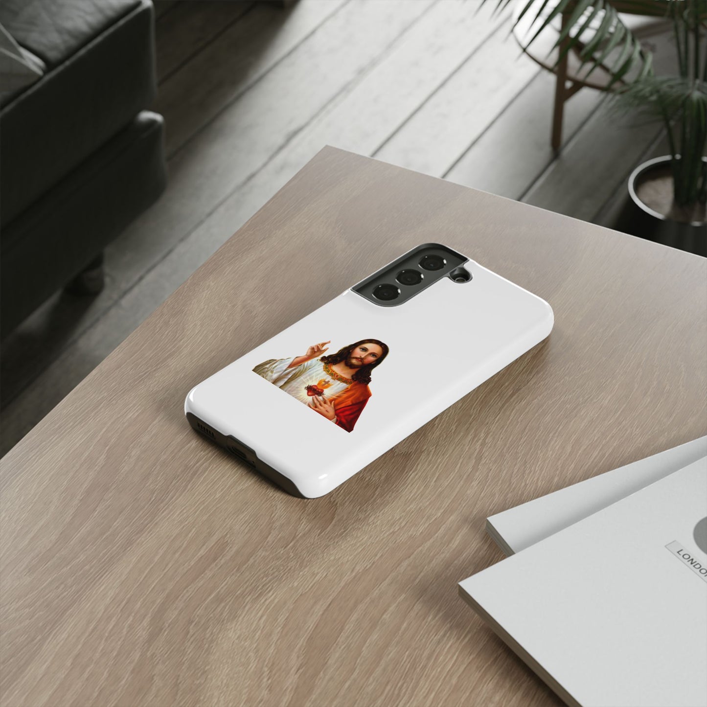 Artistic Phone Case Featuring Jesus, Tough Phone Case, Christian Gift, Religious Phone Cover, Inspirational Phone Accessory, Unique Jesus