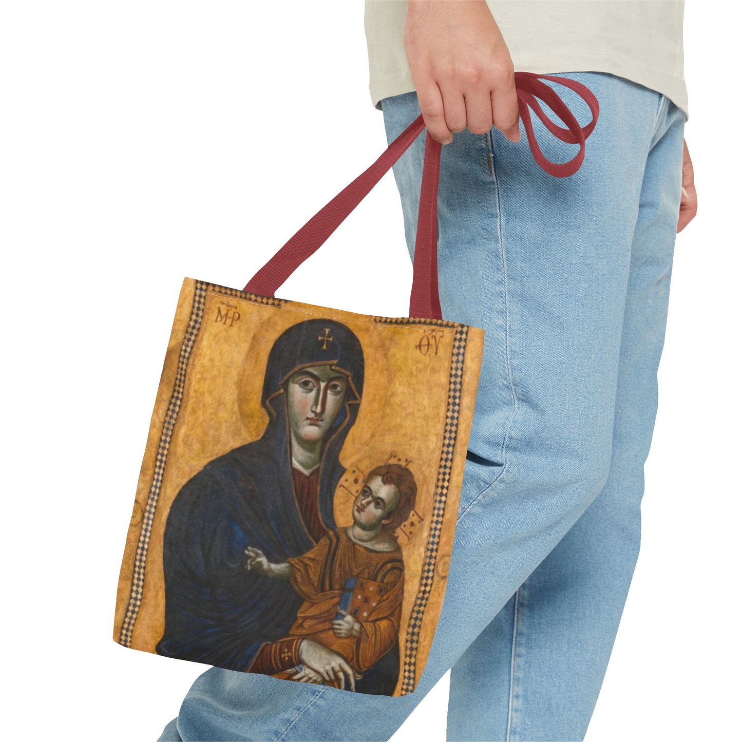 Salus Populi Romani Floral Tote Bag | Catholic Eco-Friendly Shopper | Gift for Spirituality Lovers