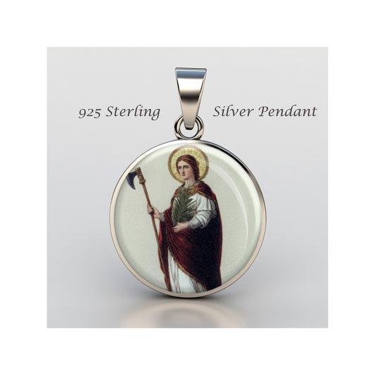 Saint Grace Catholic sterling silver 925 Christian Medal Patron Pendant image 0