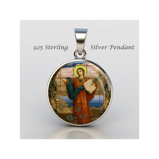 Saint Pancras Catholic sterling silver 925 Christian Medal Patron Pendant image 0