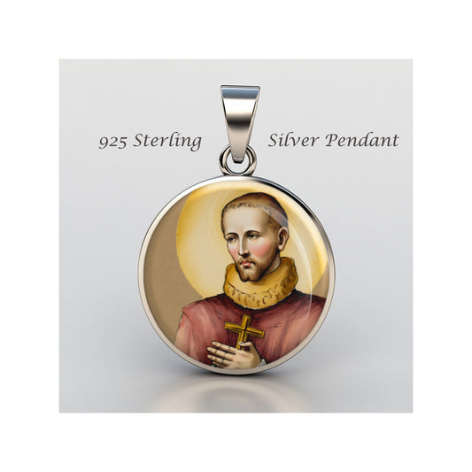 Saint Francis Borgia Catholic sterling silver 925 Christian Medal Patron Pendant image 0