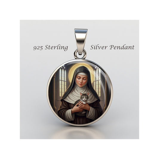 Saint Gertrude Of Nivelles Catholic sterling silver 925 Christian Medal Patron image 0