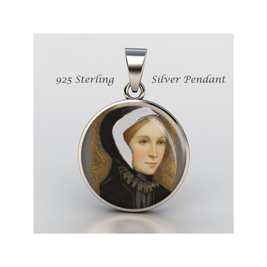 Saint Margaret Clitherow Catholic sterling silver 925 Christian Medal Patron image 0