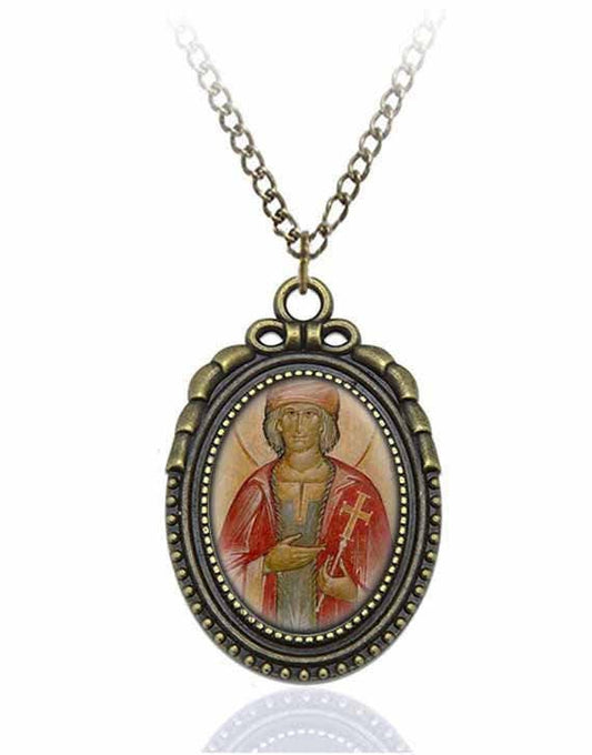 St Gerald of Aurillac Catholic Necklace Bronze Medal w Chain Oval Pendant Saint