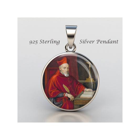 Saint Robert Bellarmine Catholic sterling silver 925 Christian Medal Patron image 0