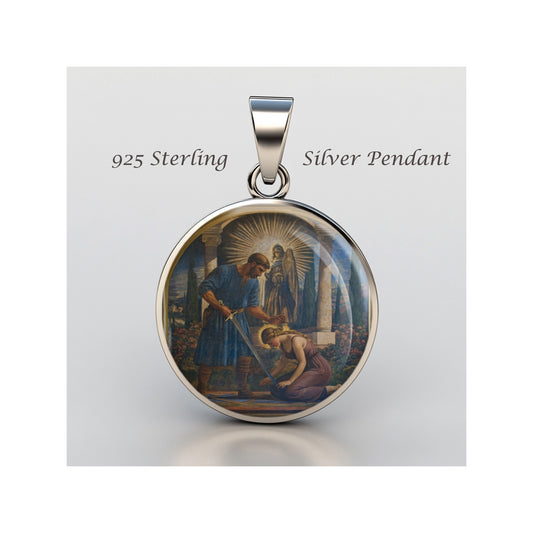 Saint Eurosia Di Jaca Catholic sterling silver 925 Christian Medal Patron image 0