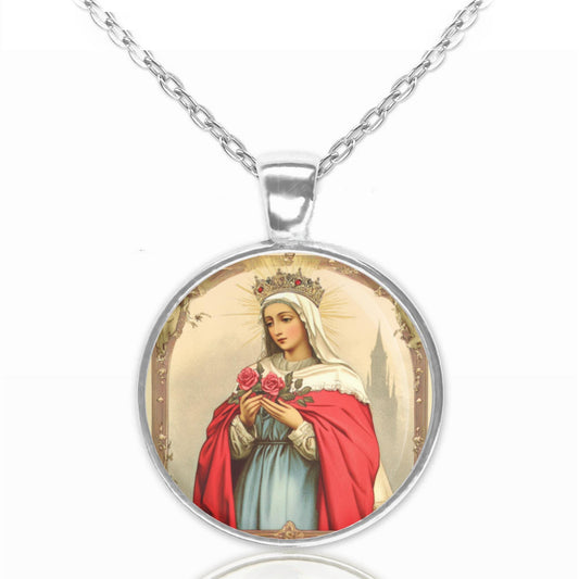 St. Elizabeth of Hungary Princess Thuringia Catholic Medal Christian Pendant Necklace