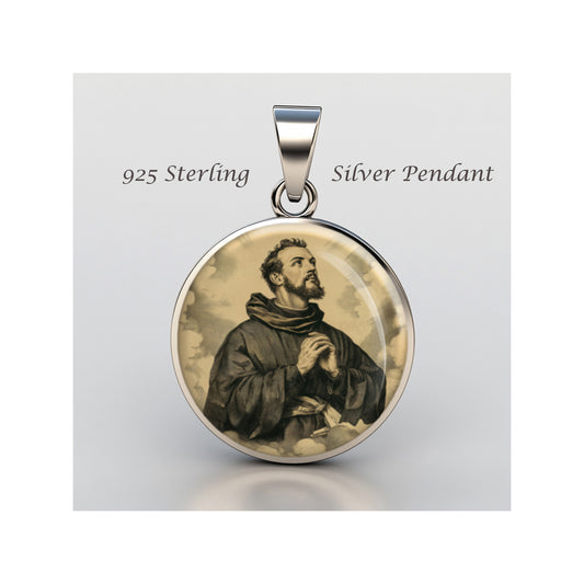 Saint Francis Xavier Catholic sterling silver 925 Christian Medal Patron Pendant image 0
