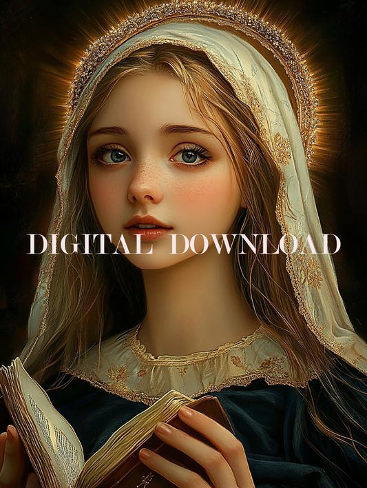 Saint Hildegard of Bingen Religious Art Digital Image Catholic Print image 0
