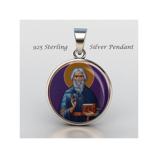 Saint Sergius Catholic sterling silver 925 Christian Medal Patron Pendant image 0