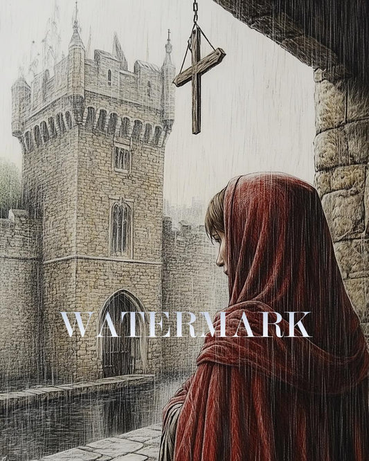 Colored  Drawing Blessed Margaret Pole in Tower of London Religious Art Digital image 0