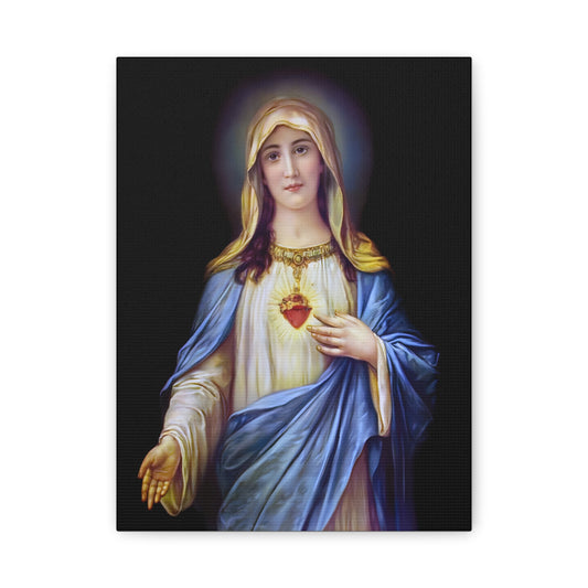 Immaculate Heart Mother Mary - Catholic Canvas Wall Art, Christian Decor