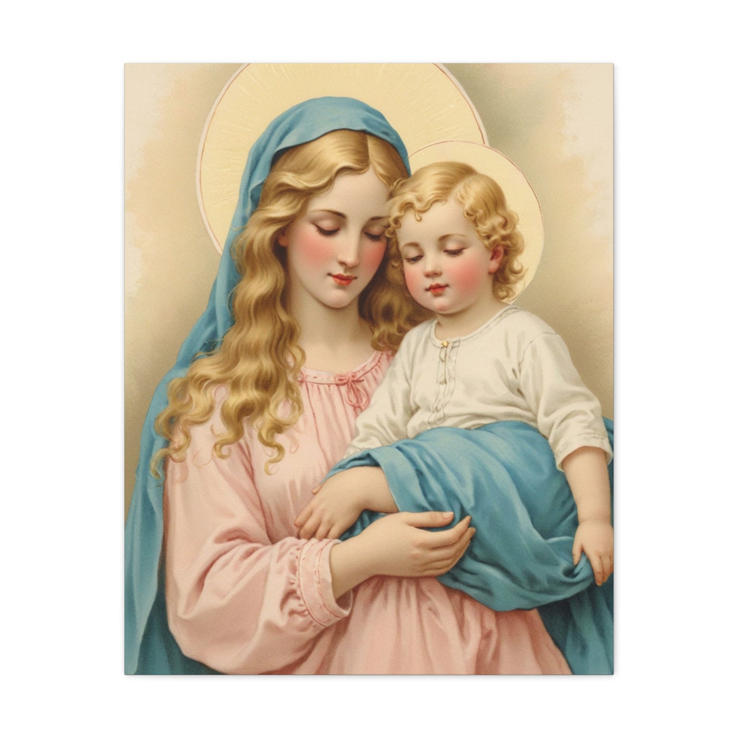Mother Mary and Baby Jesus Catholic Canvas Wall Art, Christian Decor