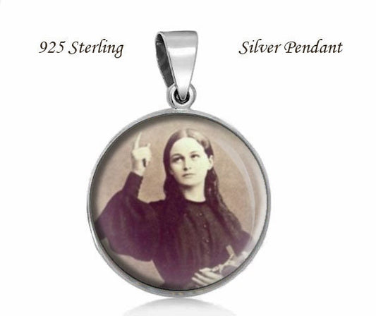 Saint Clelia Barbieri Round Pendant Sterling Silver Medal