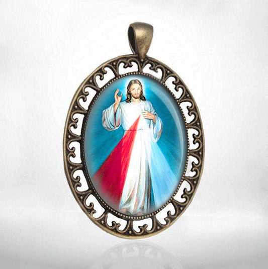 Divine Mercy Catholic Christian Religious Christian Medal Bronze Pendant