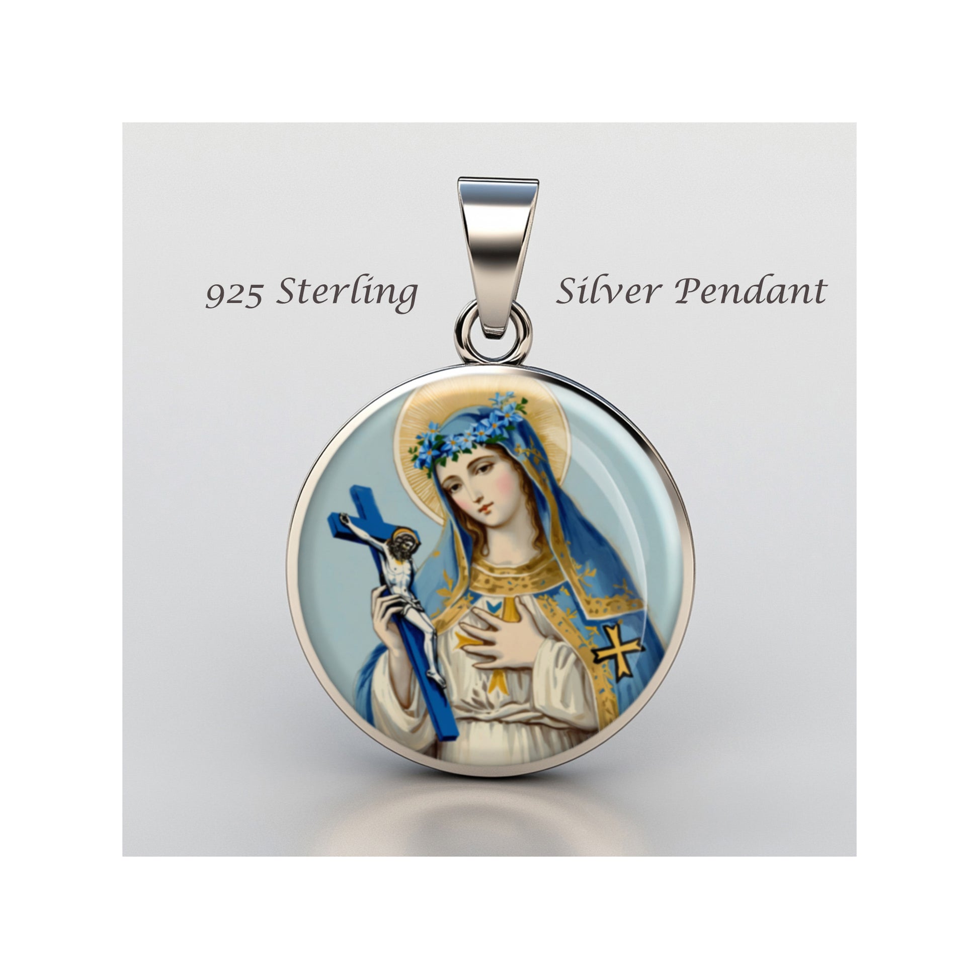 Saint Flora Catholic sterling silver 925 Christian Medal Patron Pendant image 0