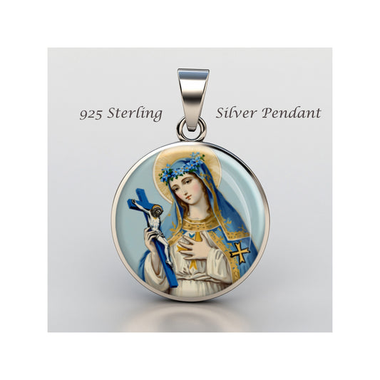 Saint Flora Catholic sterling silver 925 Christian Medal Patron Pendant image 0