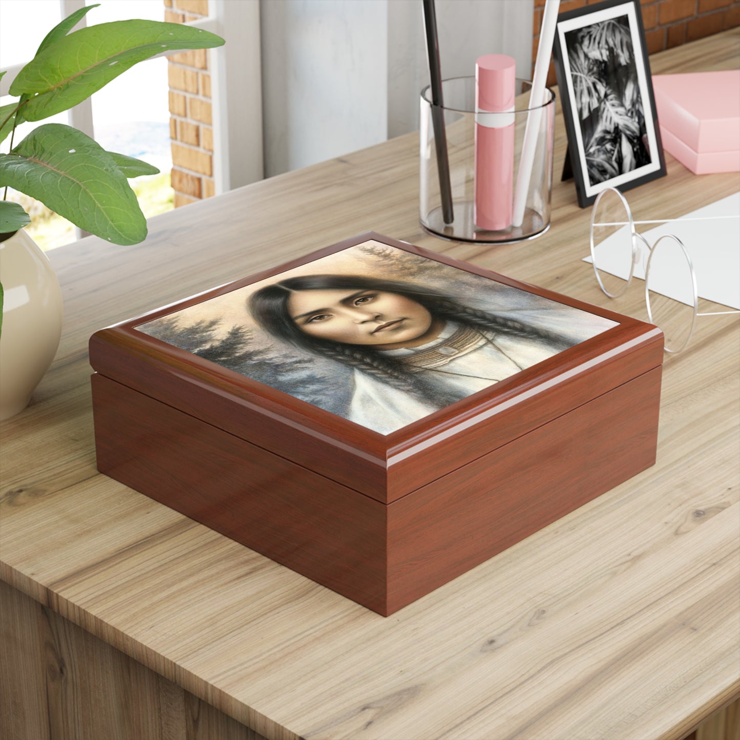 St. Kateri Tekakwitha Jewelry Box, Keepsake Storage, Decorative Box, Catholic Saint Home Decor