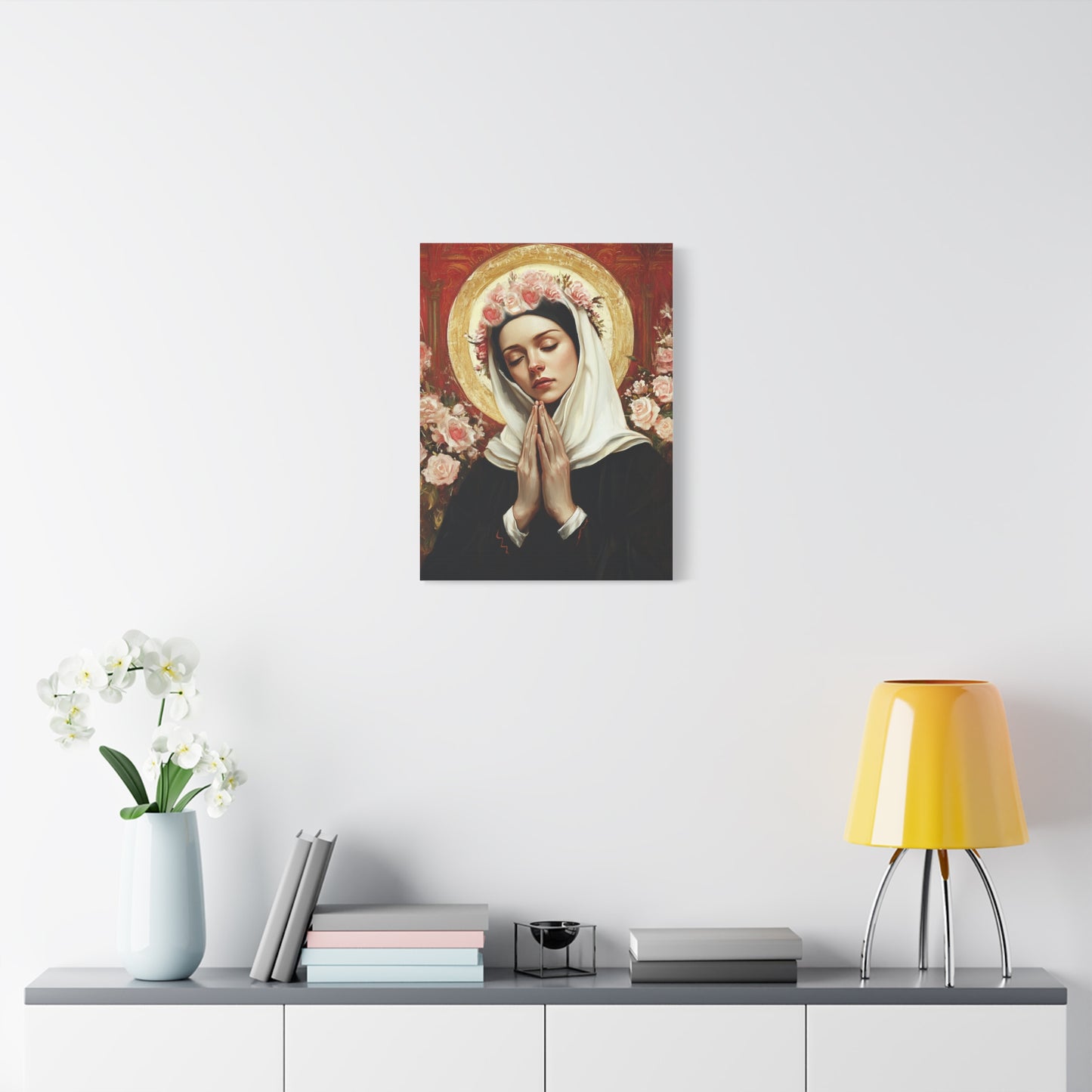 Ready To Hang - St. Rose of Lima Roses Catholic Canvas Wall Art, Christian Decor