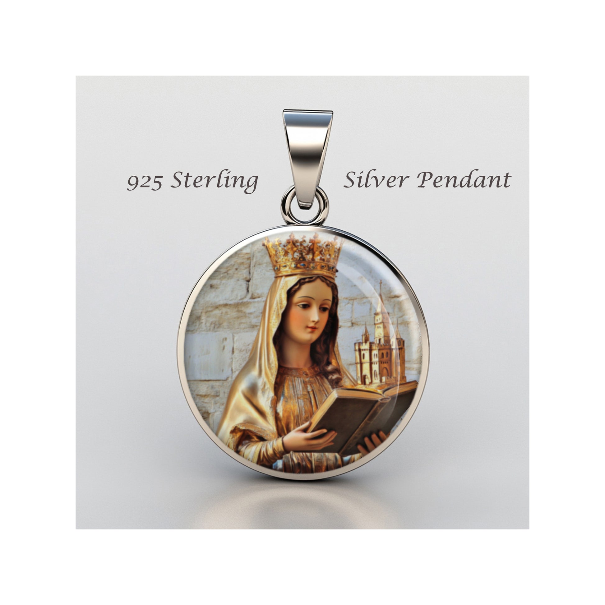 Saint Gudula Catholic sterling silver 925 Christian Medal Patron Pendant image 0