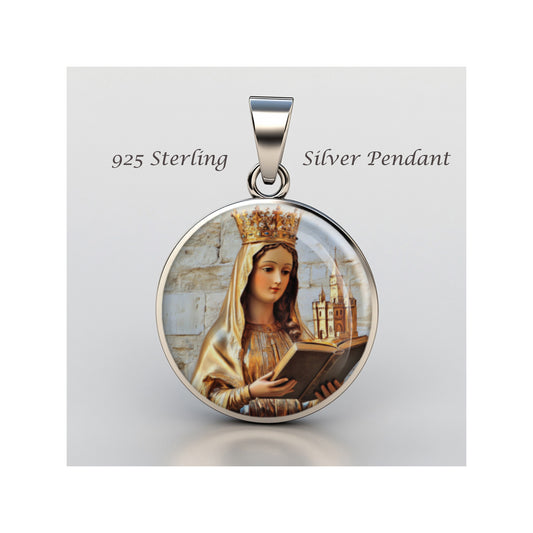 Saint Gudula Catholic sterling silver 925 Christian Medal Patron Pendant image 0