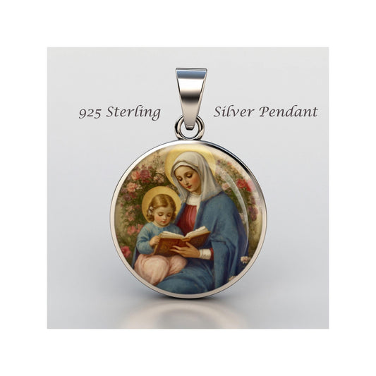 Saint Anne Religious Devotional sterling silver 925 Christian Medal Patron Pendant