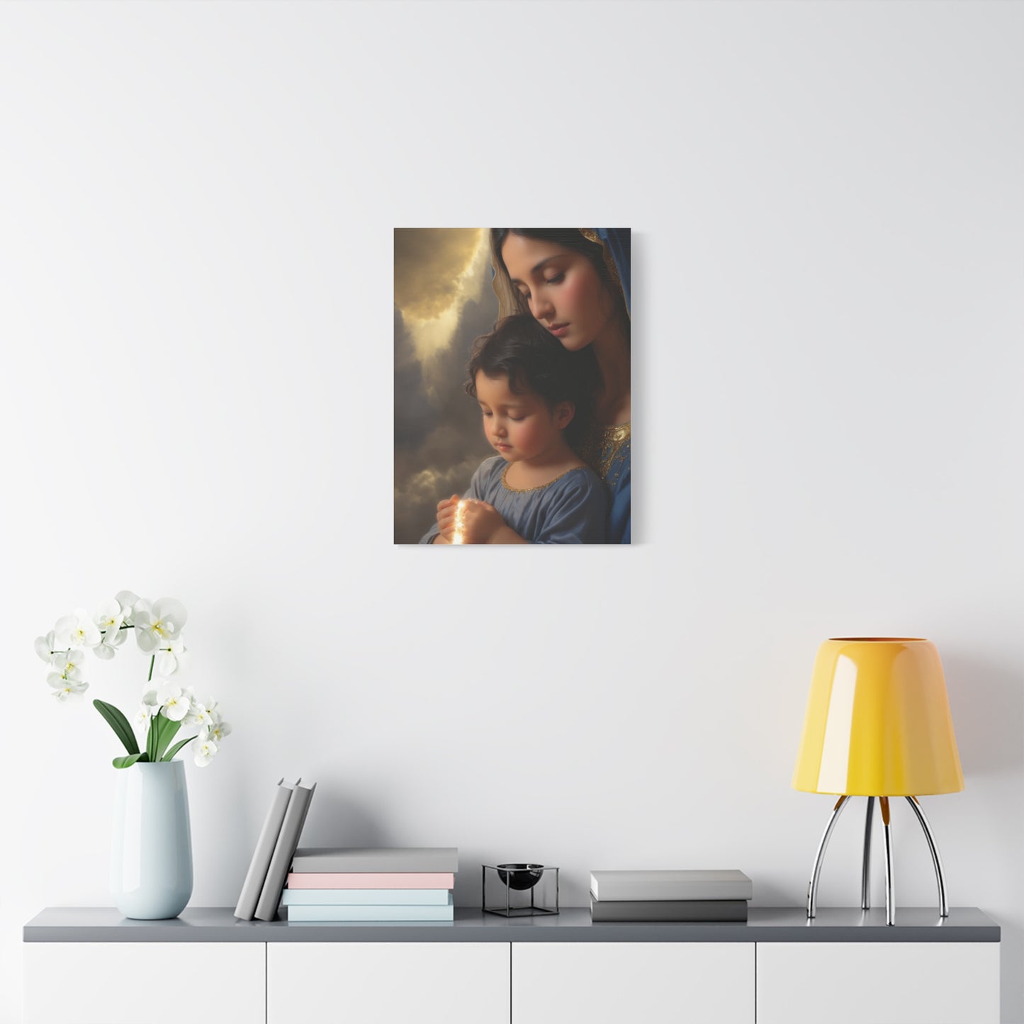 Mary and Baby Jesus Catholic Canvas Wall Art, Christian Decor