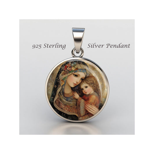 Saint Anne And Mary Religious Devotional sterling silver 925 Christian Medal Patron Pendant