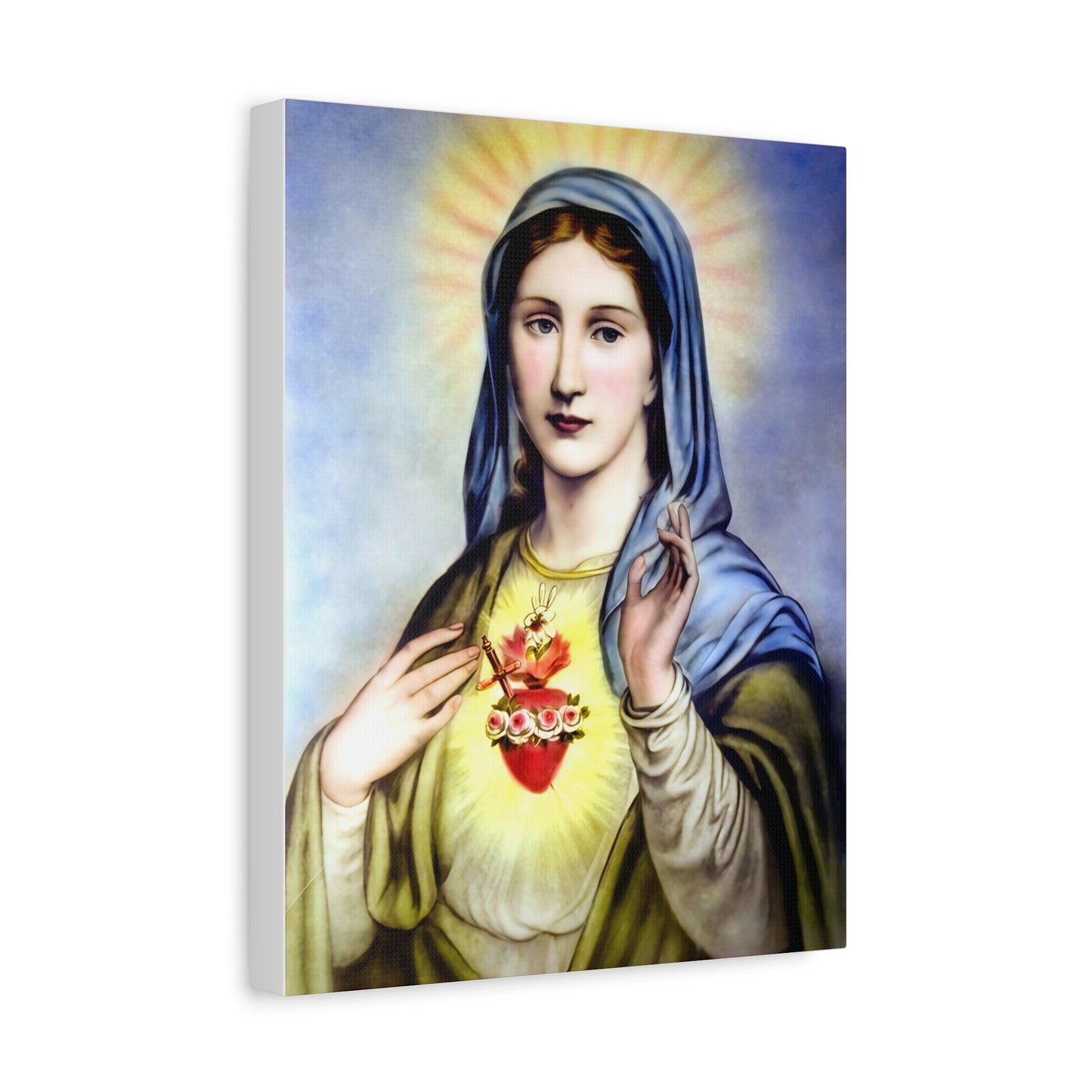 Ready to Hang - Immaculate Heart Virgin Mary Catholic Canvas Wall Art, Christian Decor