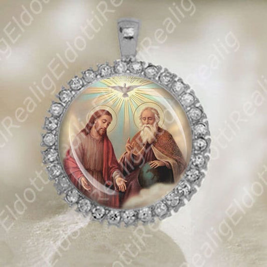 Holy Trinity the Father, the Son and the Holy Spirit Catholic Medal. Religious Pendant. Christian Medal