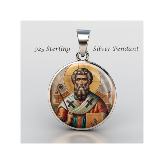 Saint Photios Catholic sterling silver 925 Christian Medal Patron Pendant image 0