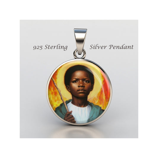 Saint Kizito Catholic sterling silver 925 Christian Medal Patron Pendant image 0