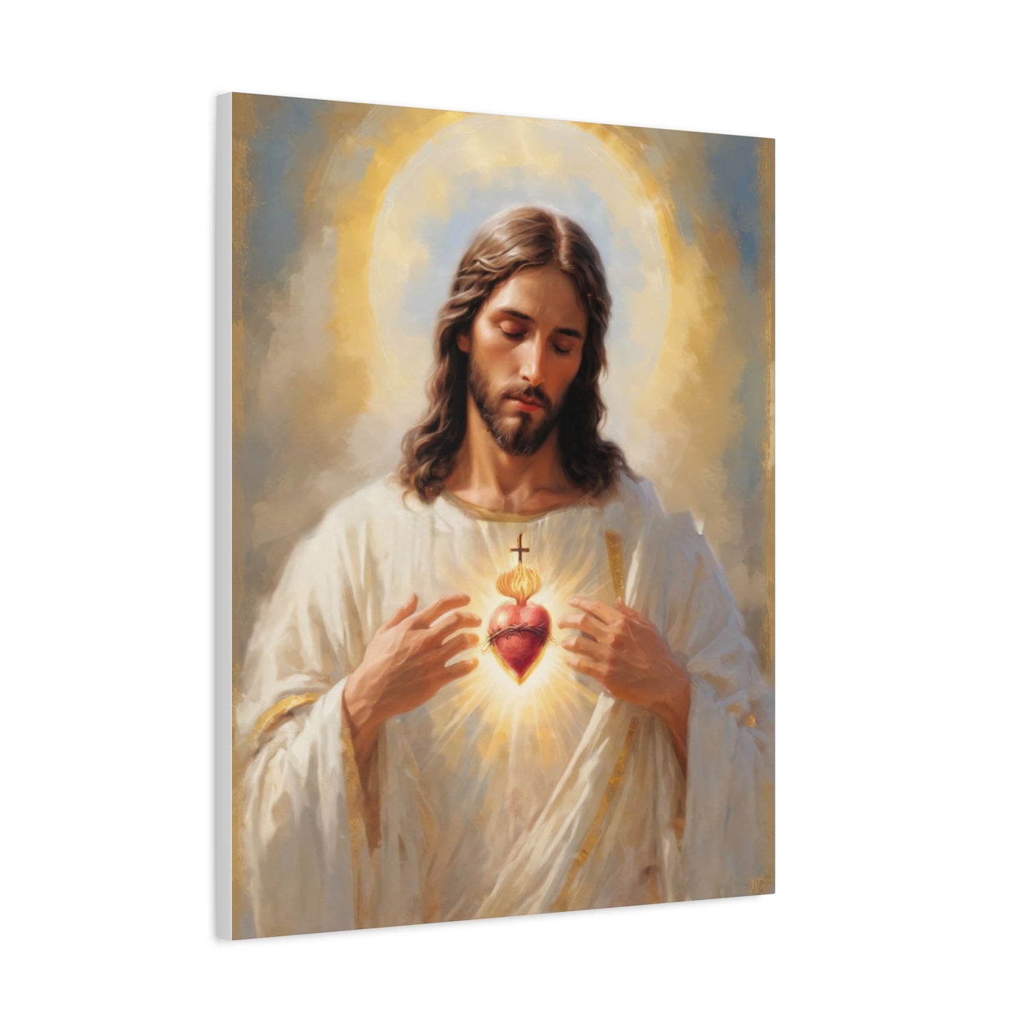 Jesus Christ Sacred Heart Catholic Canvas Wall Art, Christian Decor