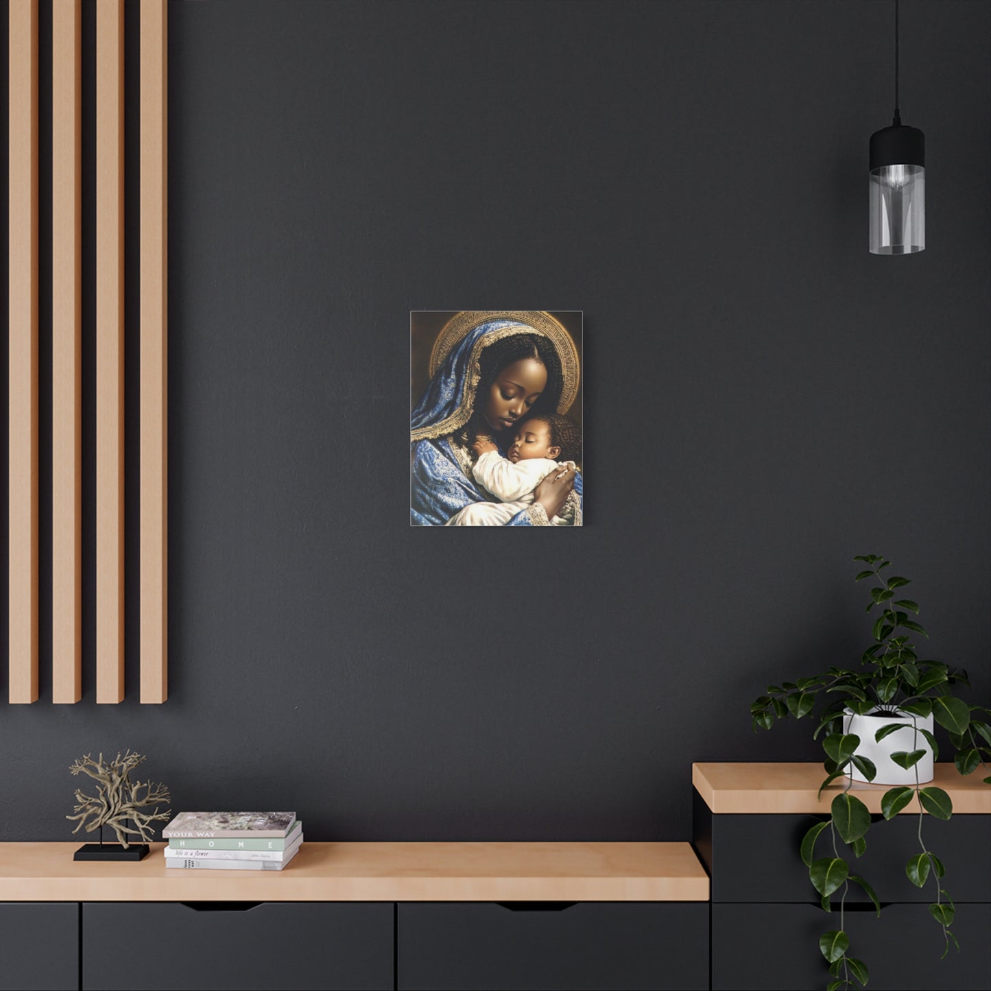 african mother mary with babyCanvas Wall Art, Christian Decor