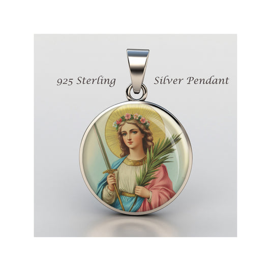 Saint Philomena Catholic sterling silver 925 Christian Medal Patron Pendant image 0