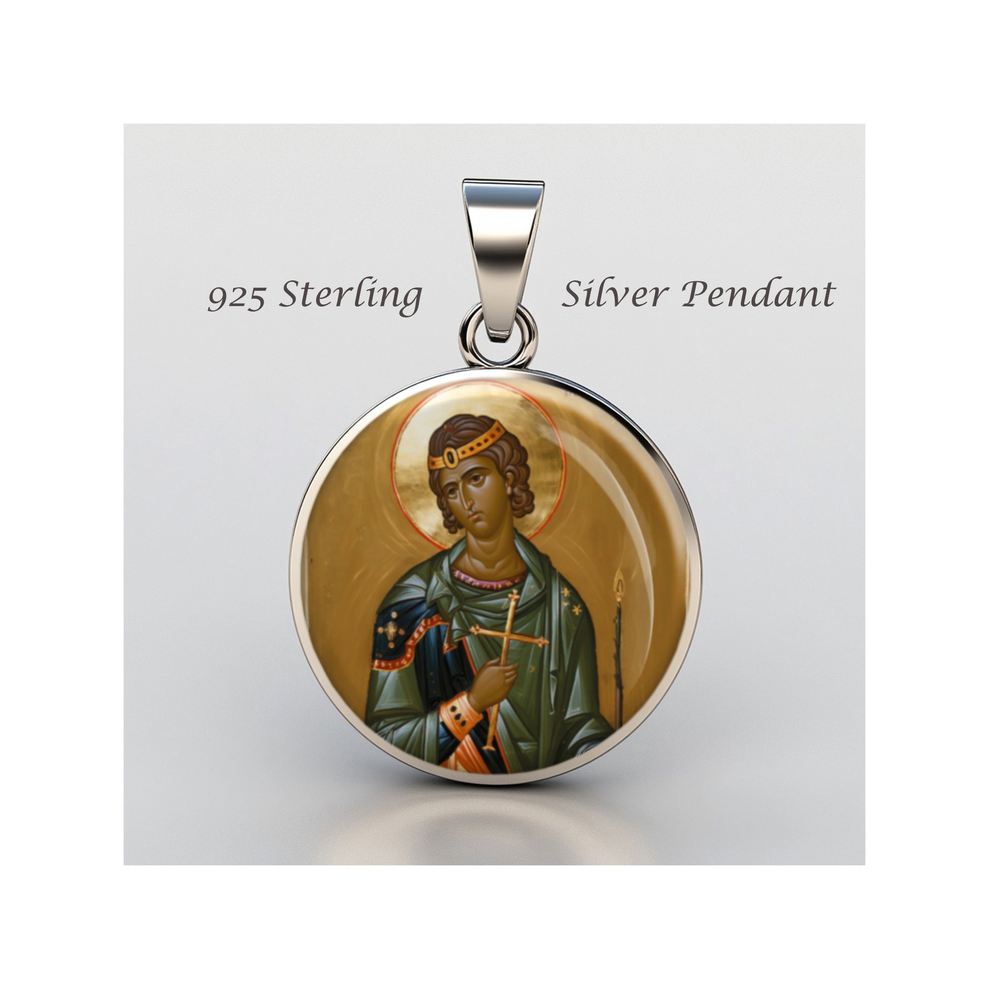 Saint Fanourios Catholic sterling silver 925 Christian Medal Patron Pendant image 0