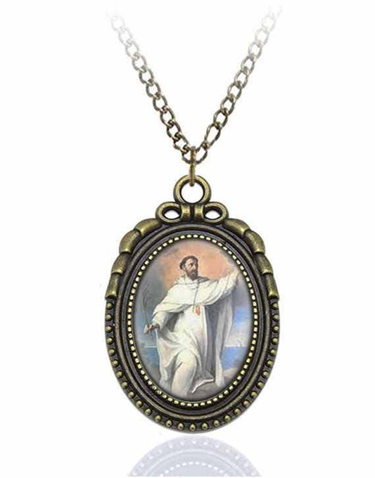 St Pedro Armengol Catholic Necklace Bronze Medal w Chain Oval Pendant Saint