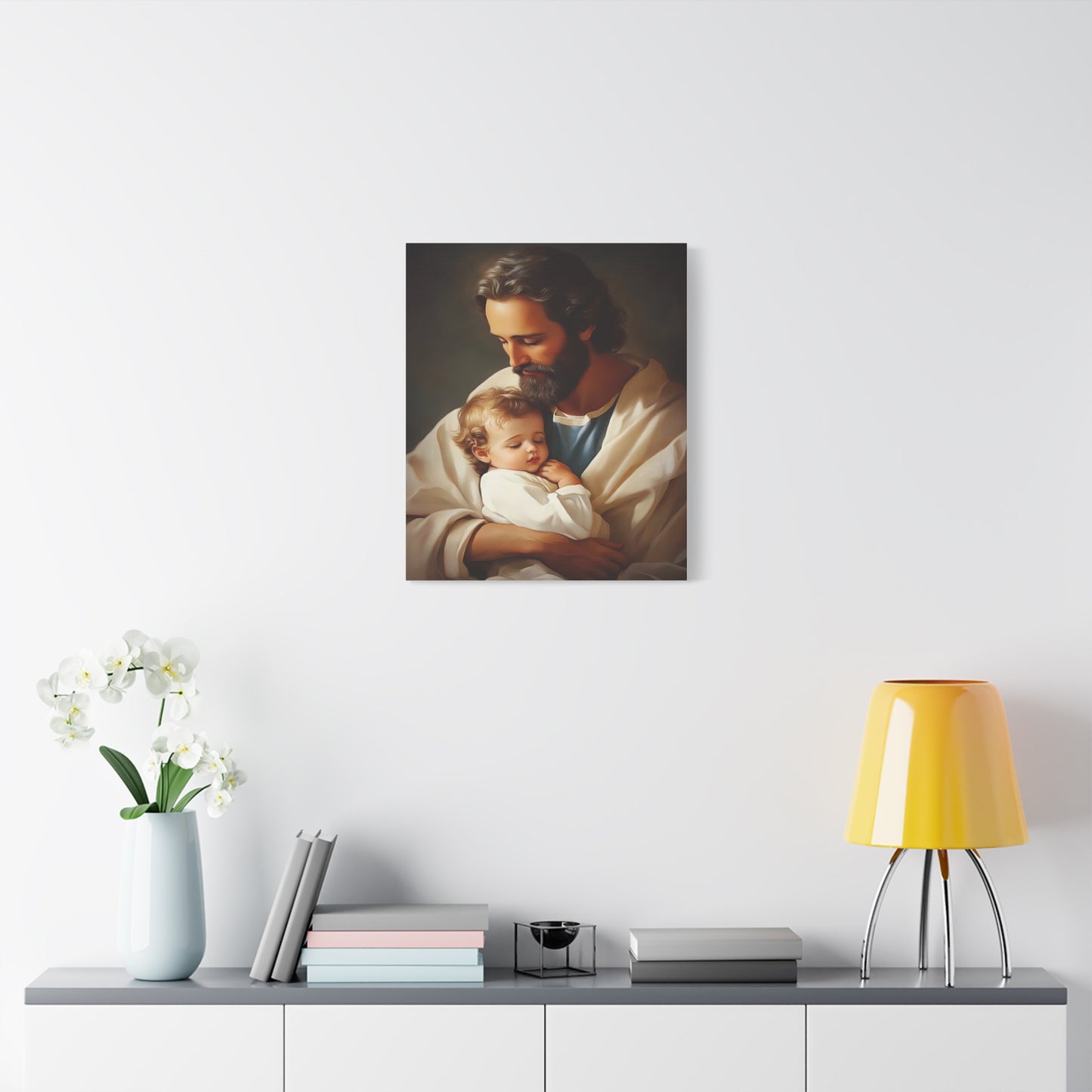 St. Joseph and Jesus Catholic Canvas Wall Art, Christian Decor