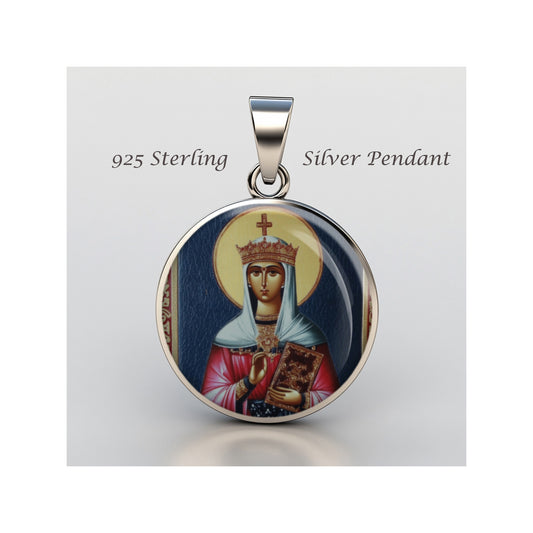 Saint Olena Catholic sterling silver 925 Christian Medal Patron Pendant image 0
